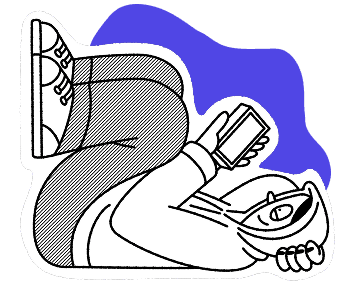 Person som slapper av med mobilen